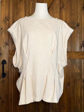 Anthropologie Maeve Round Neck Lt. Sand Sleeveless Top NWT Plus 3X Summer Vibes